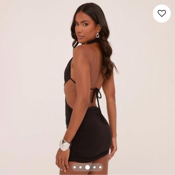 Halterneck Knotted Ruched Mini Dress - Picture 2 of 3